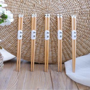 Chopsticks 10 Pair Japanese Pointed Beech Wooden Solid Color Cartoon Animal Simple Cute Tableware