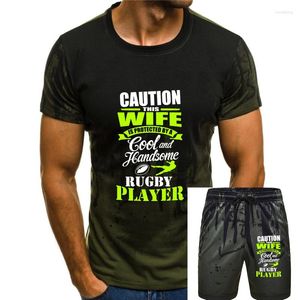 Agasalhos masculinos Camiseta masculina Cuidado, esta esposa está protegida por um jogador legal e bonito Camiseta Novidade Camiseta feminina