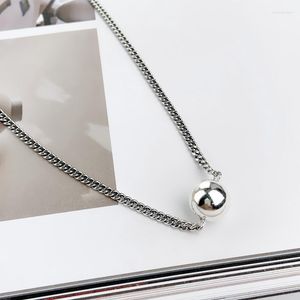 Kedjor små runda pärlor silver färg kort kedjekedja hänge halsband för kvinnor män enkelt mode känsliga smycken sn2238