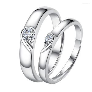 Wedding Rings His & Her Heart Shape Matching Couple Friendship Lover Adjustable Ring Bands Set K3KF