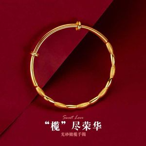 Charmarmband Simple Smooth 999 Gold Olive Push and Pull Bangles For Women Wedding Jewelry Party Gothic Girl Armband L230804