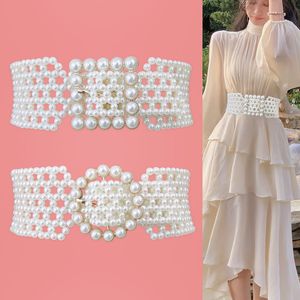 Altri accessori di moda Passerella da donna Fasce elastiche lavorate a maglia con perle Vita femminile Cintura grande vestito Cinture elastiche per donna Cintura larga corsetto 230802