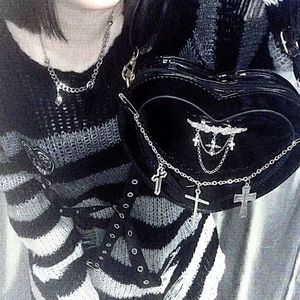Вечерние сумки HAEX Y2K Subcultural Женская сумка Trend Punk Gothic Крест в форме сердца Сумки через плечо Женские Harajuku Bolso Mujer 230803