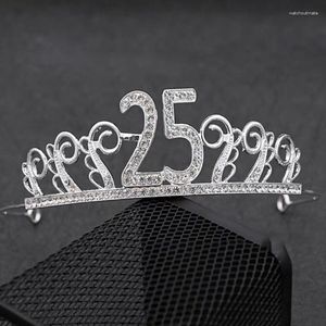 Haarclips 18/25/40/50/60 Geburtstag Prinzessin Tiara Crown Stirnband Brautband Accessoires Kopfschmuck Hochzeit für Frauen Jubiläum