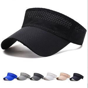 Summer Breattable Air Sun Hats Män Kvinnor Justerbar Visor UV -skydd Topp tomma Solid Sports Tennis Running Sunscreen Cap Hat DF154