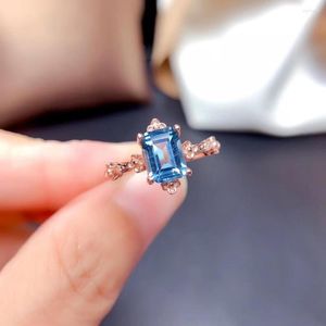 Cluster Rings Anniversary Gift Natural And Real Topaz Ring Gemstone Wedding Engagement For Women Fine Jewelry Wholesale