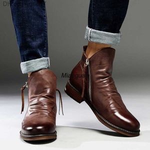 Boots Men's PU leather Chelsea boot 2023 Fashion top tassel zipper shoes Spring and Autumn Men's comfortable boots Size 38-48 Z230803