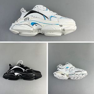 Triple S Sketch Designer Sneakers för män och kvinnor Svart och vitt dubbelt skum och mesh -sneakers