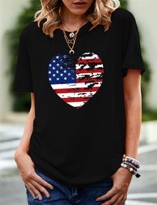 T-shirt OCVINDA P0010 Stor kort ärm T-shirt Summer Women's National Flag Pattern Cartoon Heart Top Personalized Customization Patter