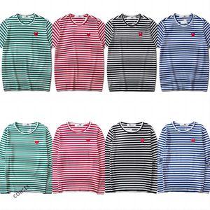 Frühling und Herbst Vielseitiges T-Shirt Designer Play Stickerei Langarm Pullover Kurzarm Comms des Garcons Männer und Frauen Mode Paar Lose Top One