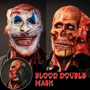 Party Masks Halloween Decoration podwójna warstwowa maska ​​Bloody Horror Skull Mask Scary Cosplay Maski Wystrój Dekor Ghost Demon Face Cover L230803