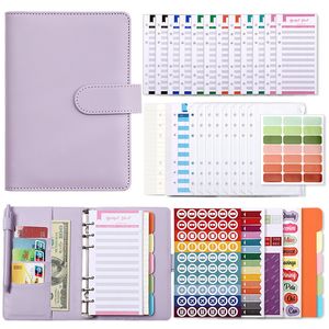 Anteckningar Macaron Budget Planner Cash Envelope Savings 6 Hole Binder A6 PU Notebook Shell Korean 230803