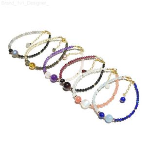 チャームブレスレットlii ji Real Stone Moonstone Lapis lazuli Aquamarine citrine Amethyst Garnet Rose Quartz 14k Gold fill Simmetry Bracelet L230804