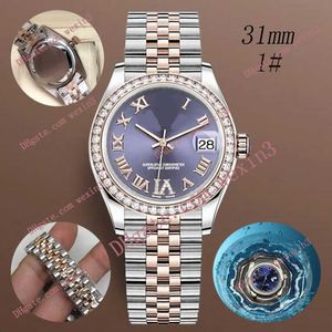 Luxury Flat Roman Six-Point Diamond Dial Bezel Liten Diamond Small Chain 31mm 2813 Gold Automatic Steel Swim Waterproof Watch