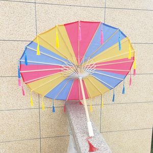 Parasol 82 cm jedwabna tkanina kobiet parasol japońskie kwiaty wiśniowe Tassel płatek chiński w stylu papier olejowy