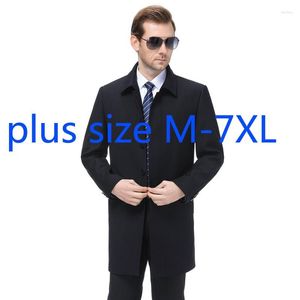 Männer Trenchcoats Ankunft Mode Suepr Große Herbst Männer Lange Casual Mantel Umlegekragen Einreiher Windjacke Plus Größe M-5XL 6XL