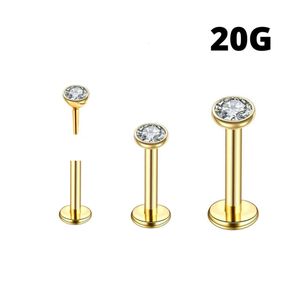 Labret Lip Piercing Jewelry 50pcs Body Thin Bar 20G Push In Morne Nose Earrings Stud Crystal Ear Cartilage Helix Tragus 230802