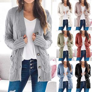 Autumn/Winter New Cardigan Sweater Women's V-neck Single breasted Long Sleeve Knitted Shirt Coat