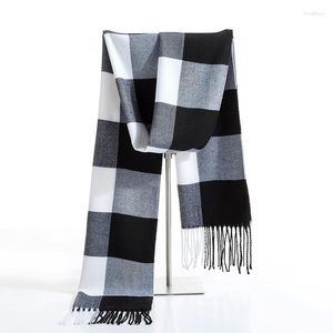 Scarves Classic Black White Plaid Men Scarf Winter Warm Cashmere Long Male Shawl Bufandas Casual Men's Tassel Pashmina Wrap