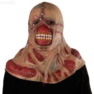 Máscaras de festa Halloween Zombie Mask Scary Tyrant Horror Mask Cosplay Nemesis Costume Props Filme de terror Máscaras de látex L230803