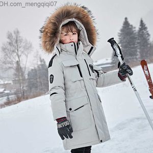 ダウンコートolekid-30ロシアの冬の男の子 'ダウンジャケットフード付きファーカラーガールズズウィンターコート5-14歳の子供のスノーコートZ230803