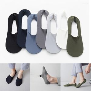 Men's Socks Men Summer Thin Breathable Ice Silk For Male Seamless Invisible No Show Sock Solid Nonslip Low Cut Boat Sox