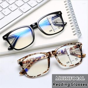 Sonnenbrille Vintage Square Progressive Multifokus-Lesebrille Damen Blaulichtblockierende Bifokalbrille Fern- und Nahbrille mit doppeltem Verwendungszweck