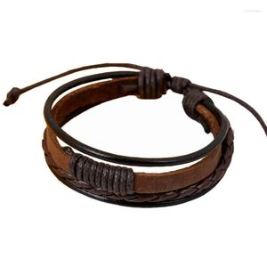 Charm Bracelets Unisex Cowhide Braided Multi Layer Wrap Trendy Bracelet Armband For Male Female Fashion Pulsera Hombre Drop