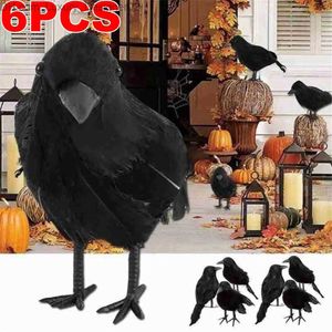 Decoração de festa Pequena simulação falso pássaro realidade Halloween modelo corvo preto decoração para casa animal horror brinquedo captura de olho peso leve Z230803