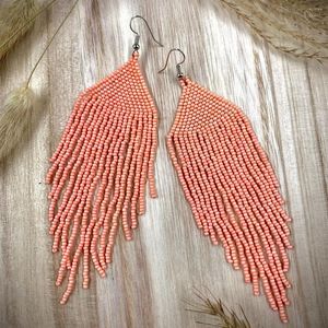 Dangle Earrings Rice Bead Hand Knitting Beaded Orange Pink Simplicity Personality Bohemia Geometry Alloy Ma'am Tassel