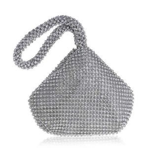 Bolsas de ombro novas chegadas macias femininas strass pequenas bolsas de dia prata preto ouro cristal festa de casamento bolsas bolsa 230426