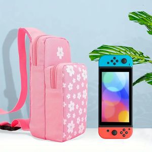 Nylonvattentät transporterande bärbara axelväskor kompatibla för Nintendo Switch/Switch OLED -modelltillbehör, ryggsäck crossbody resväska