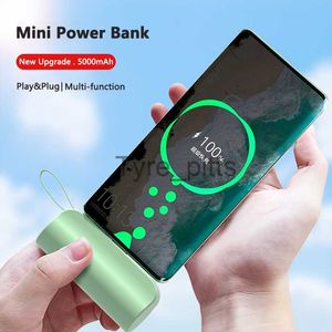 Caricabatterie wireless Mini Power Bank colorato con cavo di ricarica USB Portatile 5000mAh Banca di ricarica rapida per iPhone iPad iPod Huawei Xiaomi Samsung x0803