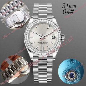 Luxury Bezel Small Diamond White Butyl Chain 31mm 2813 Gold Automatic Steel Swim Waterproof Watch