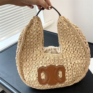 Panier Clássico Feminino Hobo Saco Tecido Grama Palha Bolsas Femininas Pequenas Bolsas de Ombro Casual Luxo Tricô Pacote Axilas Bolsas de Verão