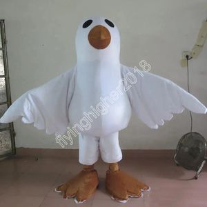 White Bird Mascot Costume Halloween Christmas Fancy Party Dress Cartoon Character Suit Carnival Unisex Adults Outfit