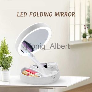 Compact Mirrors Foldable USB Charging or Battery Led Mirror Makeup White Vanity Cosmetic Mirror with Light 10X Magnifying Table Mirrors x0803