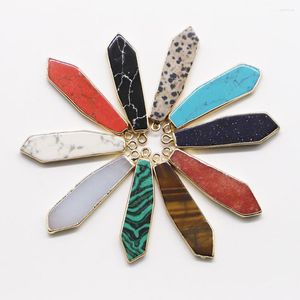 Pendanthalsband 6st/Lot Natural Stone Flat Section Plating Phnom Penh Långt tårvatten Drop Color Charm Diy Jewelry Accessories Gift