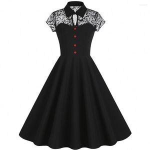 Party Dresses Summer 50S 60s Gothic Dress 2023 Women Vintage Black Robe Pin Up Robes Swing Ruched Tunic Rockabilly