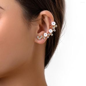 Backs Earrings Retro Flower Inlay Rhinestone Sweet Cool Clip Simple Temperament Charm Delicacy Fashion Accessories For Female Gift