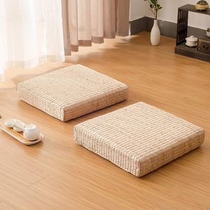 Divano futon in rattan da meditazione in stile giapponese con cuscino in paglia