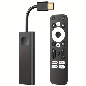 DCOLOR Android TV Stick - 4K HD urządzenie z chromecastem - 16 GB ROM - Netflix Google Assistant Compatybilny - Android TV 11 Najnowsze