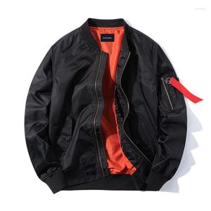 Mäns jackor Mens Pilot Jacket Militär Orange Foder Bomber Spring Autumn Fashion Högkvalitativ vindbrytare Baseballrockar