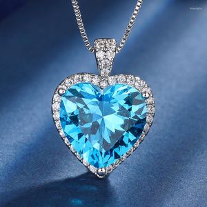 4Eiy Pendant Halsband Eyika Luxury Sky Blue Zircon Titanic Heart Of Ocean Necklace Green Fusion Crystal Wedding Jewelry for Women