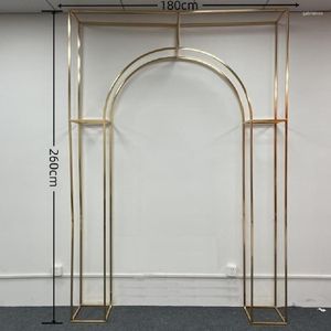 Party Decoration 2/2,6mshiny Gold Double Arch Artificial Flower Display Stand Wedding Stage välkomna gång Dörrbakgrunder Födelsedagsballonger