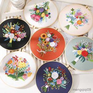 Kinesiska stilprodukter DIY -broderi Craft Needwork Cross Stitch Set för nybörjare Flower Mönster Tryckt Sewing Art Craft Painting Home Decor R230803