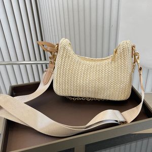 Designer kvinnors axelväska vävd lyx 2-i-1 rafia väska bröstväska kvinnors handväska handväska crossbody väska plånbok presentförpackning