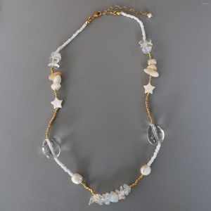 Choker vintage naturliga pärlskalstjärna pärlor halsband för kvinnliga smycken runway party thow fancy trendig boho ins japan