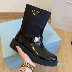 Stivali firmati da donna Slip-on da donna Punta tonda Caviglia Barche Donna Uomo Fibbia Moto da donna