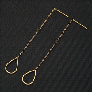 Dangle Earrings MinaMaMa Simple Stainless Steel Tassel Water Drop For Women Fashion Threader Jewelry